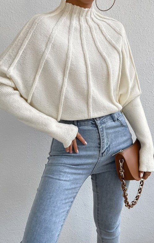 Mock Neck Batwing Sweater Miss Sparkling